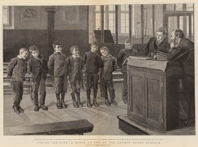 Alineándose, una escena en una de las escuelas de la Junta de Londres de Robert Barnes